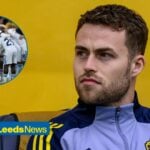 Gabriel Gudmundsson in Sweden gear, Leeds United players in a huddle.