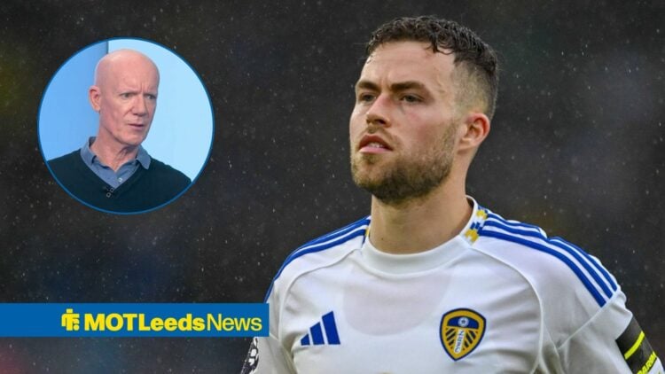 Leeds United star Gabriel Gudmundsson in action, former referee Dermot Gallagher on Sky Sports.