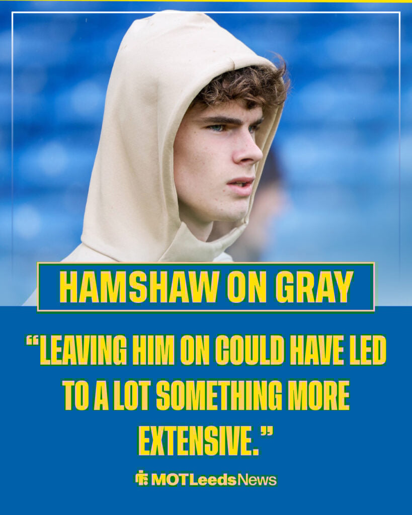 Leeds United star Harry Gray in pre-match gear.