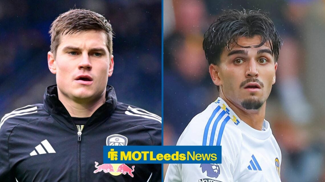 Split image of Leeds United defender Jaka Bijol and Pascal Struijk