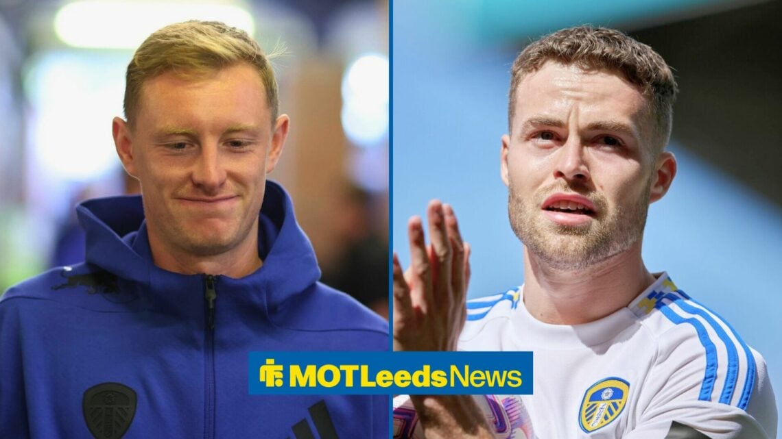 Split image of Leeds United midfielder Sean Longstaff and Gabriel Gudmundsson