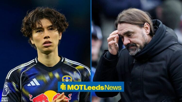 Split image of Leeds United midfielder Ao Tanaka and Daniel Farke