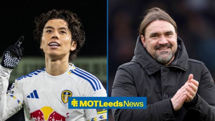Split image of Leeds United midfielder Ao Tanaka and Daniel Farke