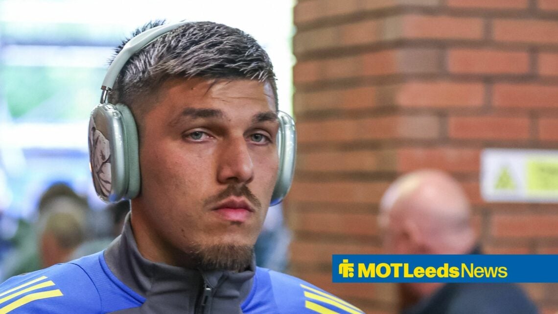 Joel Piroe arriving ahead of a Leeds match