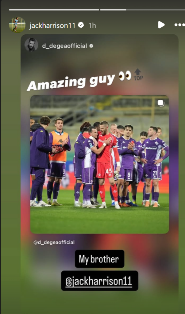 Jack Harrison's Instagram story