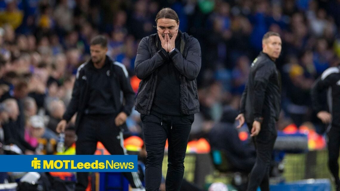 Daniel Farke looks shocked in the dugout for Leeds United