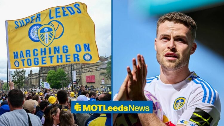 Leeds United fans looking in the direction of Gabriel Gudmundsson.