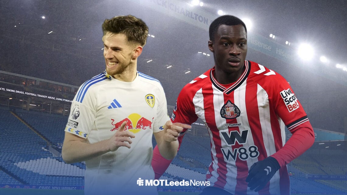 Anton Stach smiles, with Habib Diarra in action in the background