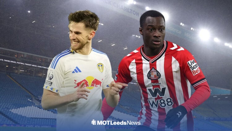 Anton Stach smiles, with Habib Diarra in action in the background