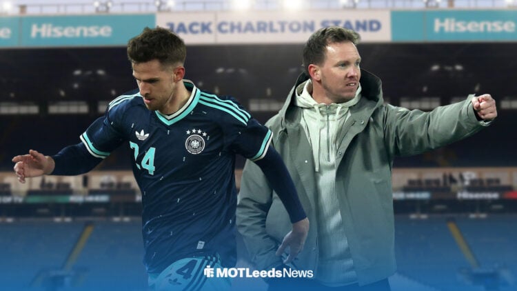 Anton Stach and Julian Nagelsmann in front of Elland Road.