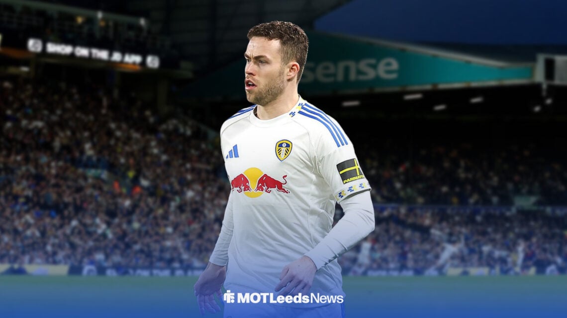 Gabriel Gudmundsson in front of Elland Road for Leeds