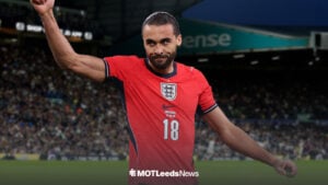Dominic Calvert-Lewin in action for England in front of Elland Road