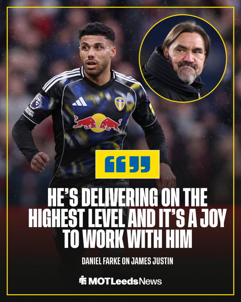 Daniel Farke's praise for Leeds' James Justin