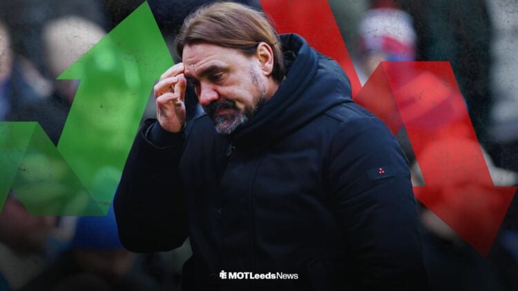 Daniel Farke looking annoyed at Leeds United