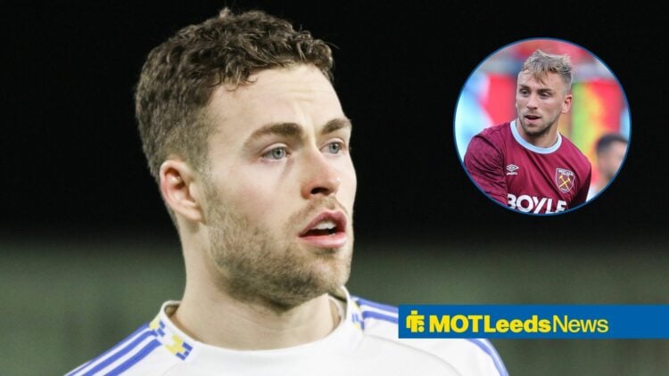 Gabriel Gudmundsson looks on with Jarrod Bowen in circular inset