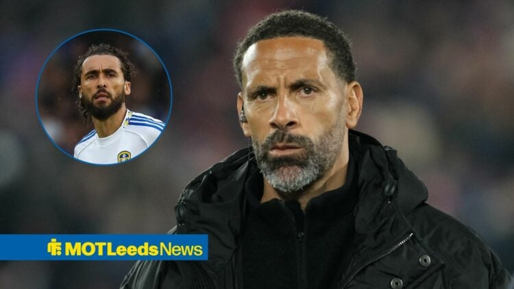 Rio Ferdinand looks on with Dominic Calvert-Lewin in circular inset