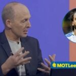 Mike Dean speaking on Sky Sports News looking towards a circle inset of Dominic Calvert-Lewin playing for Leeds United
