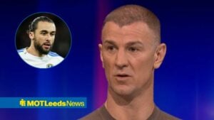 Joe Hart speaking on Match of the Day with Dominic Calvert-Lewin in circular inset