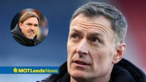 Chris Sutton looks on with Daniel Farke in circular inset