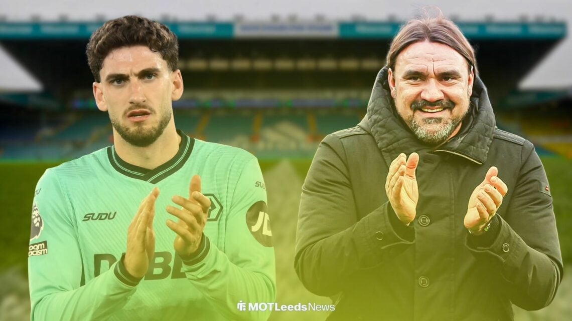 Santiago Bueno and Daniel Farke applauding at Elland Road