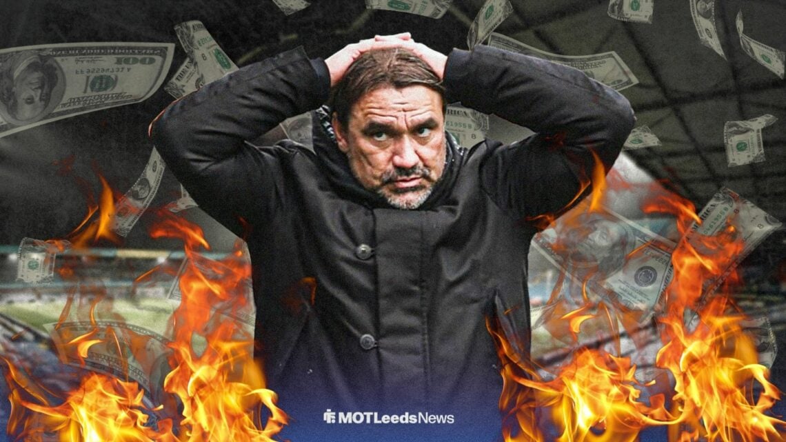 Daniel Farke looking annoyed at Elland Road
