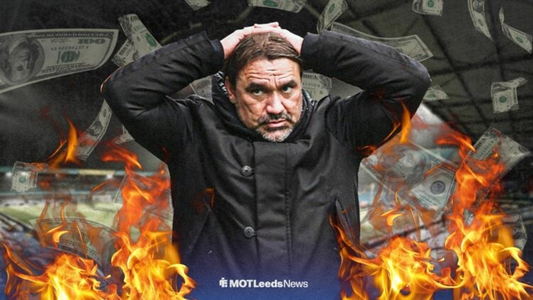 Daniel Farke looking annoyed at Elland Road