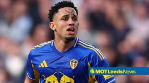 Noah Okafor of Leeds United during the West Ham United vs Leeds United FA Cup quarter final match at the London Stadium