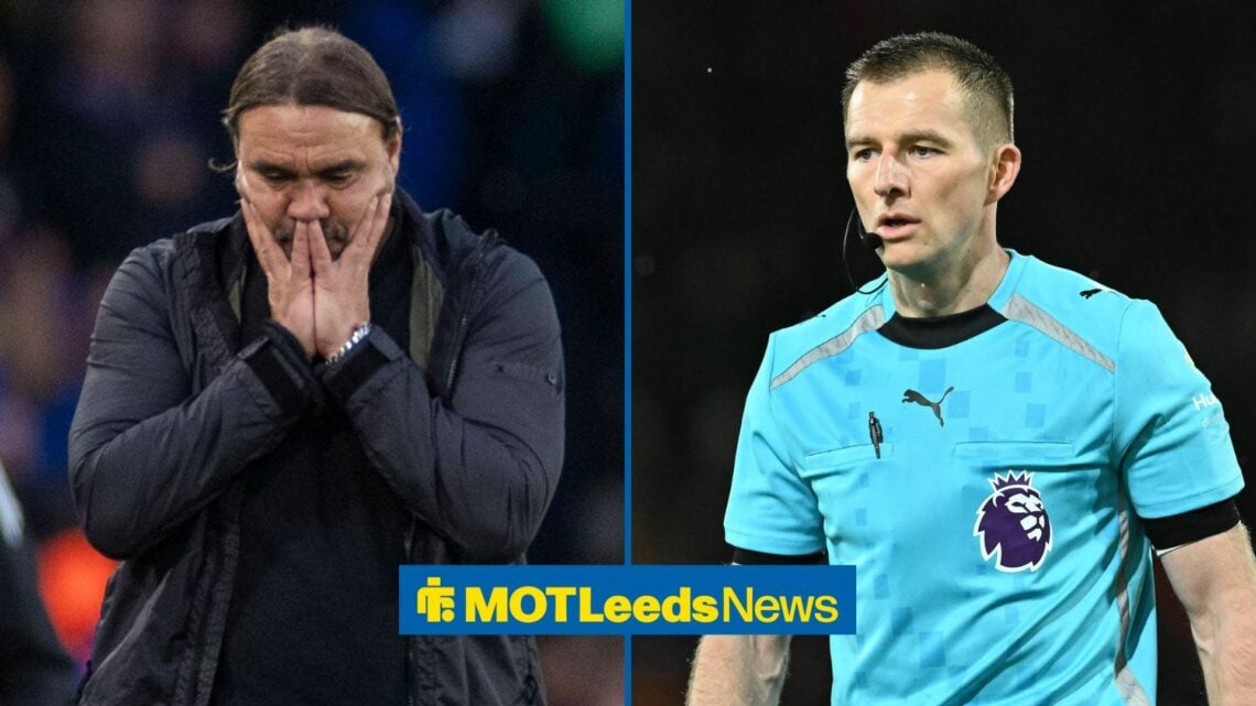 Daniel Farke looking upset with referee Michael Salisbury in action