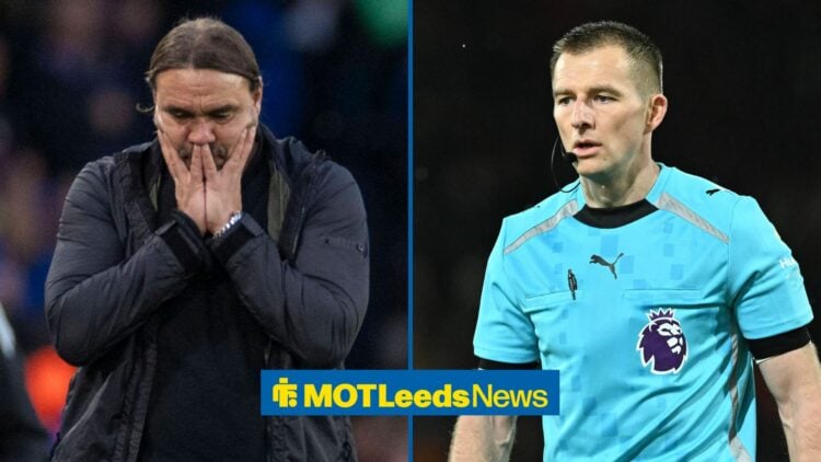 Daniel Farke looking upset with referee Michael Salisbury in action