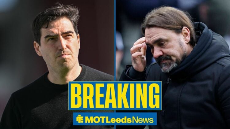 Leeds United boss Daniel Farke looking at Bournemouth manager Andoni Iraola.
