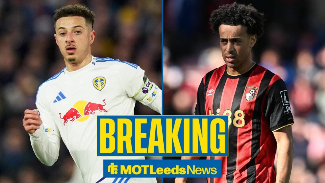 Leeds United star Ethan Ampadu looking at Tyler Adams, AFC Bournemouth star.