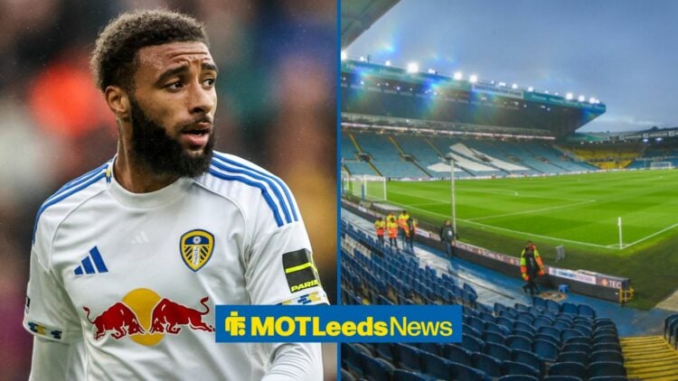 Jayden Bogle playing for Leeds and Elland Road