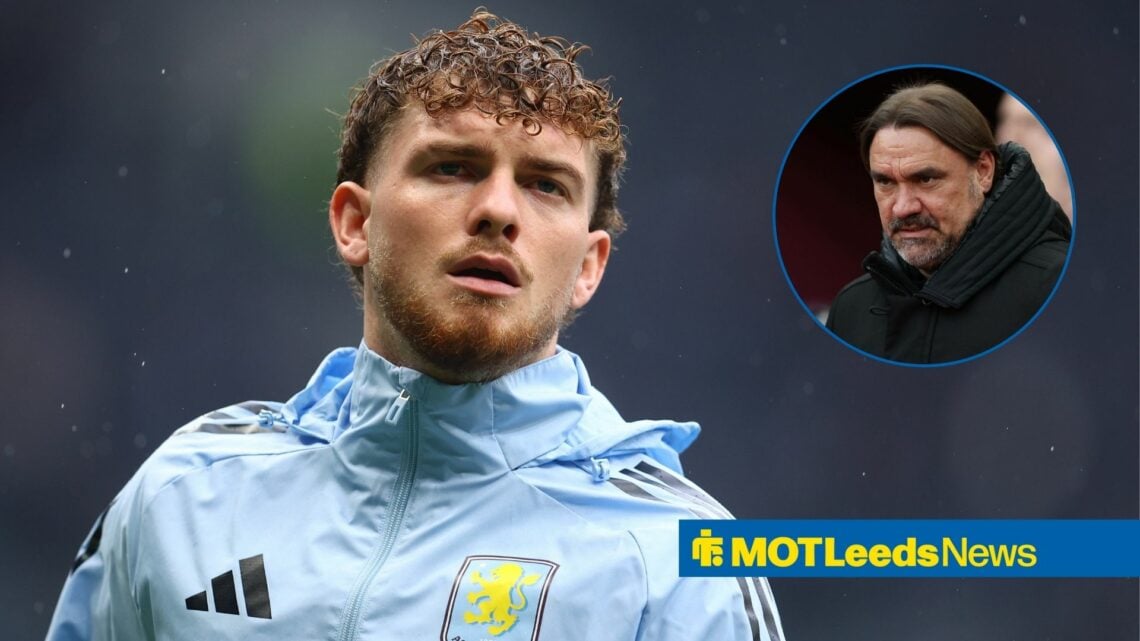 Harvey Elliott looking at Leeds United manager Daniel Farke.