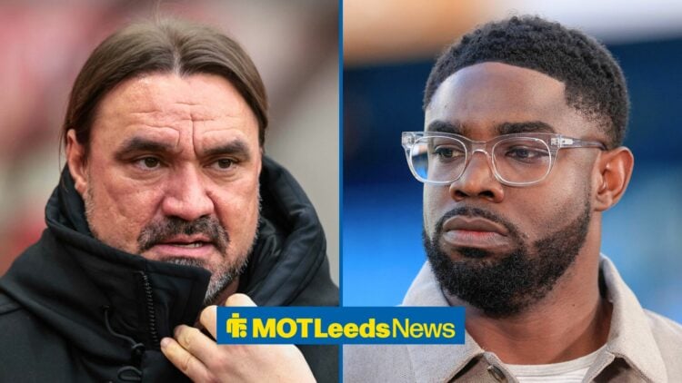 Split image of Leeds United manager Daniel Farke and Micah Richards