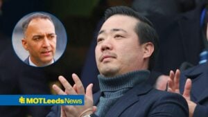 Leicester City chief Aiyawatt Srivaddhanaprabha and Leeds United chariman Paraag Marathe in circular inset on left