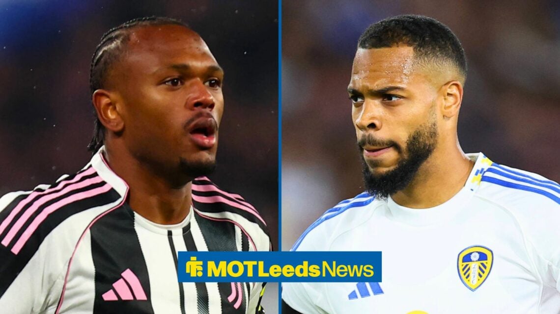 Split image of Juventus striker Lois Openda and Leeds United forward Lukas Nmecha