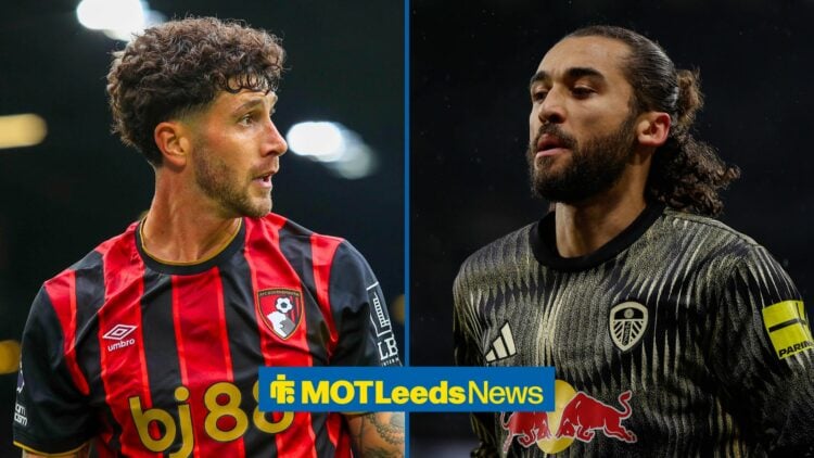 Split image of Bournemouth defender Marcos Senesi and Leeds United striker Dominic Clavert-Lewin