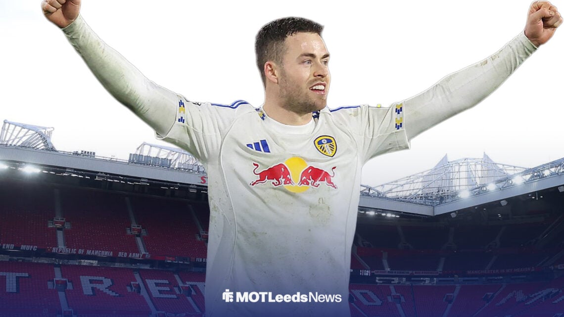 Gabriel Gudmundsson raises his arms aloft at Old Trafford