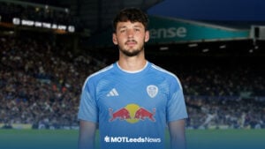 James Trafford in a Leeds goalkeeper kit at Elland Road