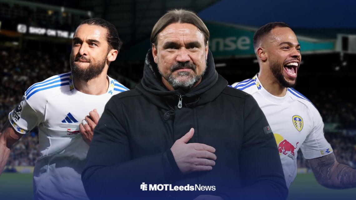 Dominic Calvert-Lewin, Daniel Farke, and Lukas Nmecha all celebrate