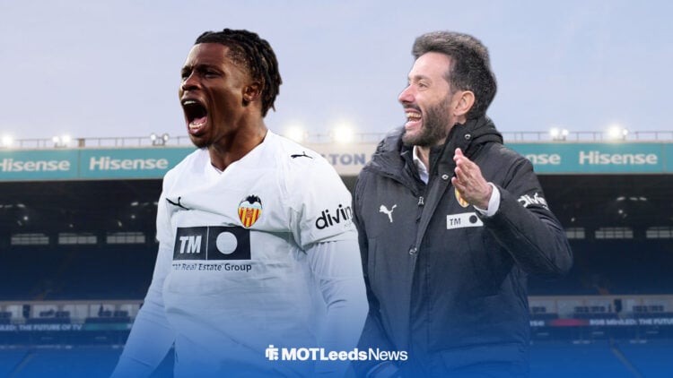 Largie Ramazani and Carlos Corberan in Valencia gear ahead of Elland Road