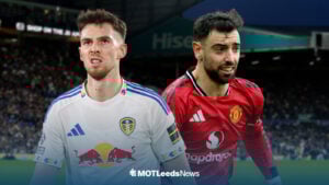 Anton Stach looks perturbed, with Bruno Fernandes in the background