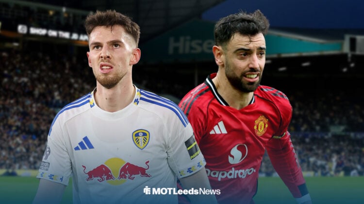 Anton Stach looks perturbed, with Bruno Fernandes in the background