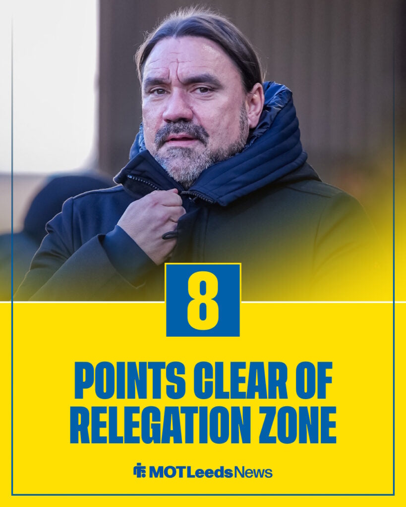 Leeds are now eight points clear of the relegation zone.