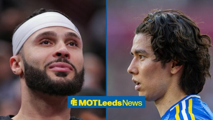 Larry Nance Jr on the left and Ao Tanaka on the right in a split image