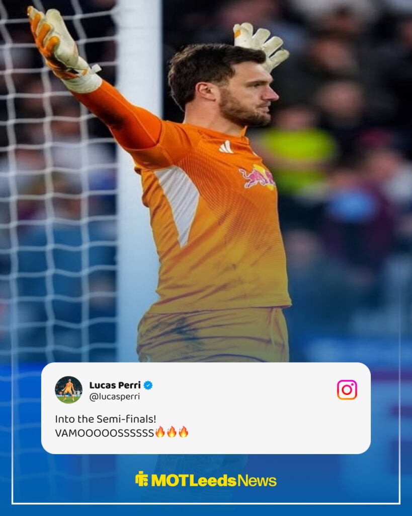 Lucas Perri's Instagram post after Leeds United win vs West Ham United