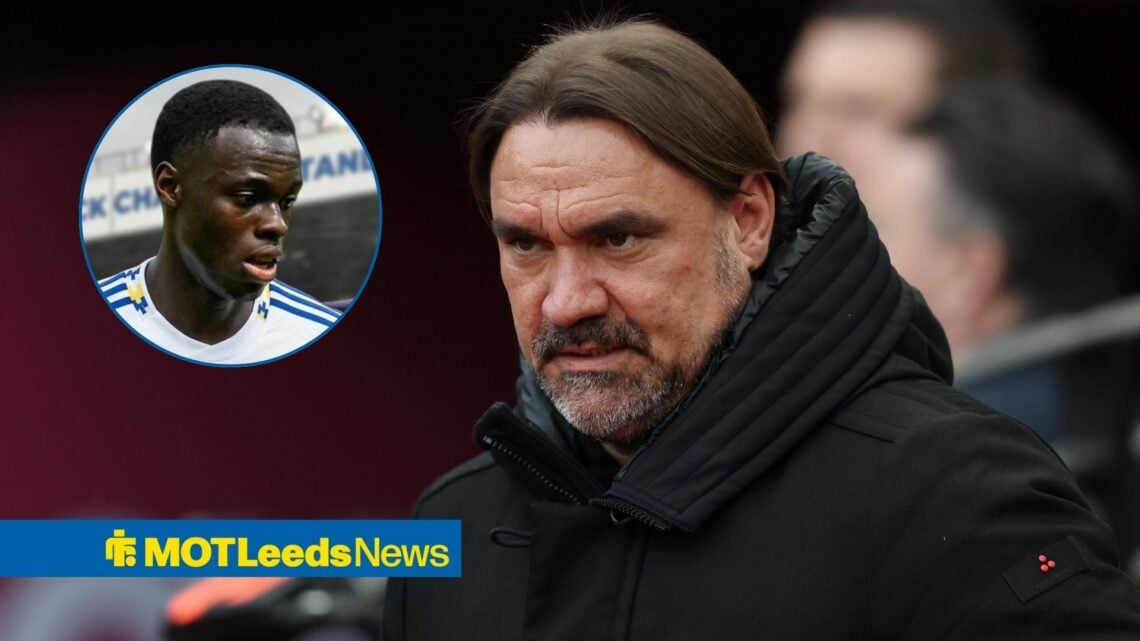 Daniel Farke looking on with Kofi Amoako in a circular inset