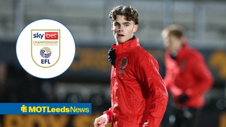 Leeds United gem Harry Gray in action for Rotherham, EFL Championship badge in inset.