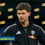 Leeds United goalkeeper Illan Meslier surrounded by golden tickets.