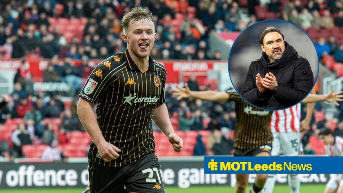 Joe Gelhardt of Hull City celebrates after scoring his sides winning goal during the Sky Bet Championship match between Stoke City and Hull City, L...